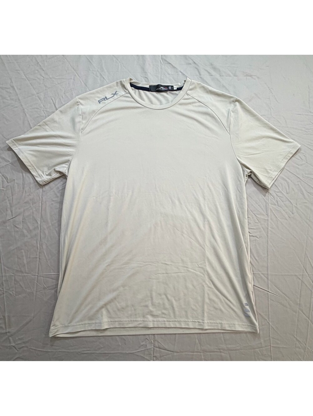 RLX Ralph Lauren Men’s Large Golf Performance T Shirt Cream Short Sleeve